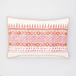 John Robshaw Primrose Decorative Pink and Orange Lumbar Throw Pillow 12” x 18”